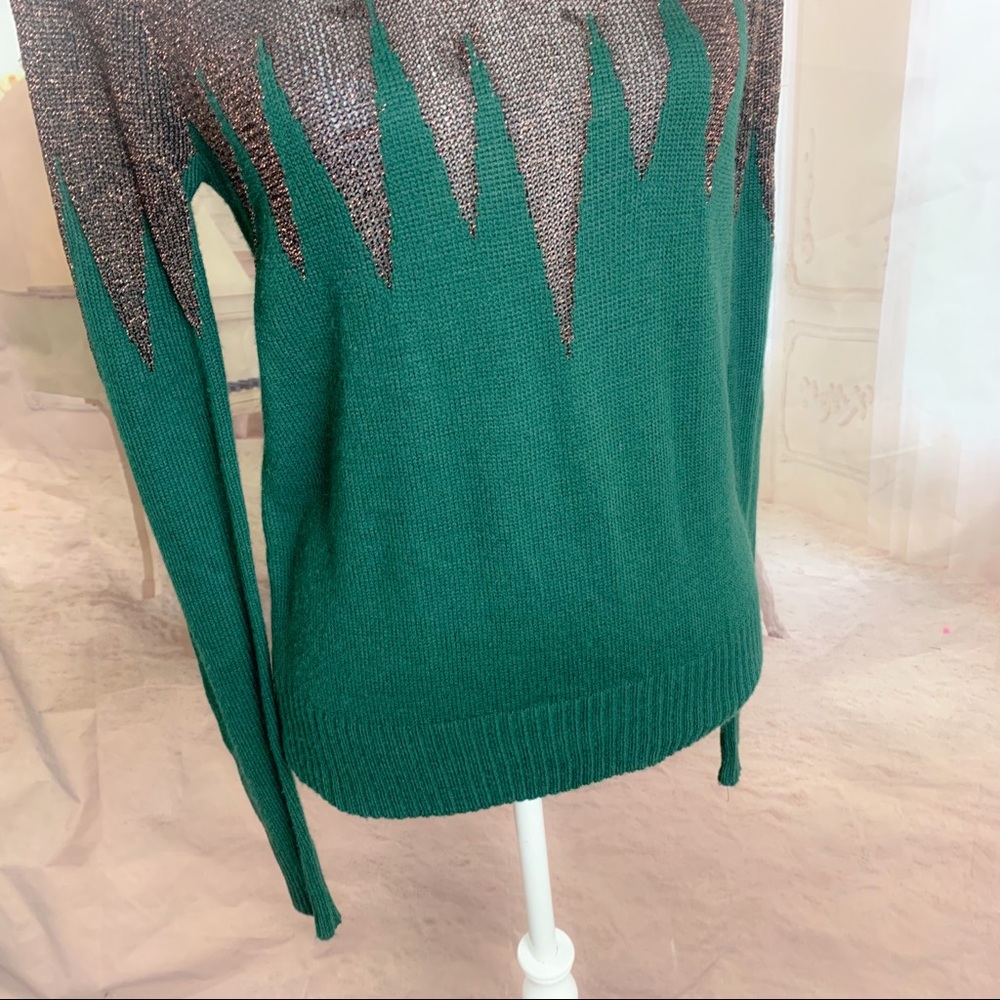 Lucca Couture Green Zig Zag Lurex Icicle Green Sweater - Picture 7 of 10